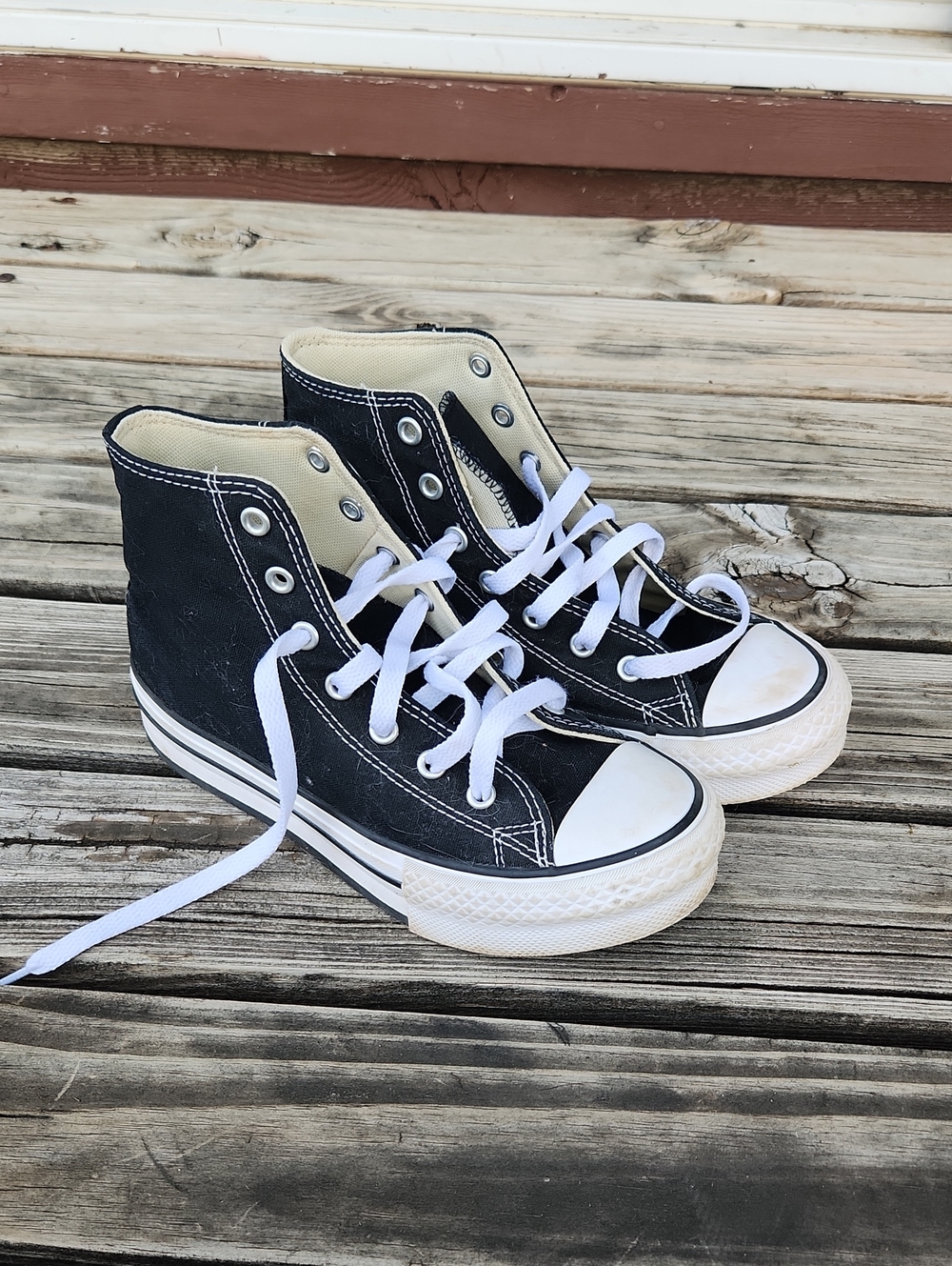 Converse Chuck Taylor Platform Youth 3 Black White Sneakers Shoes High Top
